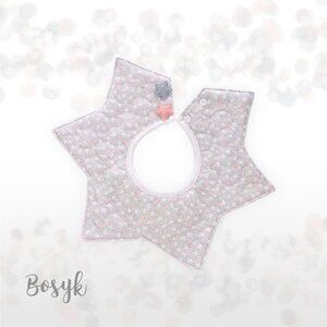 NEW - Star Baby Girl Bibs Ice Grey- Round Baby Girls Bibs- 360 Rotate Baby Girls